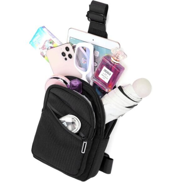 New Black / White Small Sling Backpack Chest Daypack Crossbody Bag main image 4